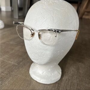 B&L 1/10 12kgf 5 Vintage Cat Eye Glasses Frames Etching 1950s 1960s